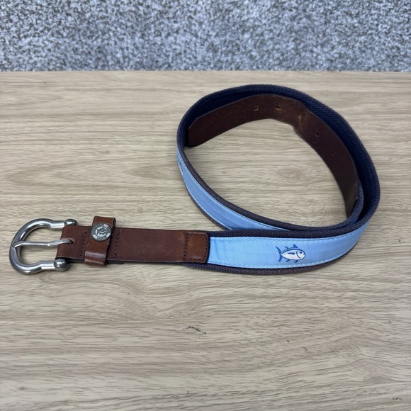 Southern Tide Other - Southern Tide Belt Men's 36 Blue Skipjack Fish Canvas Leather Ribbon Preppy